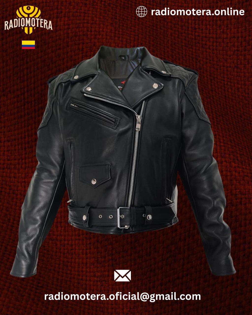 Chaqueta motera en cuero alta calidad
